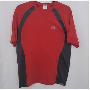Mens M The North Face VaporWick T-Shirt Red Gray Athletic Performance Quick Dry